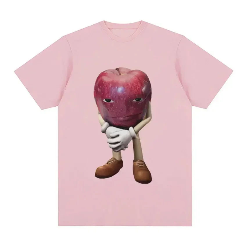Funny Me Asf Apple with Face Meme T Shirt Unisex Fashion High Quality T Shirts Men Retro Casual Short Sleeve T-shirt Tops 4