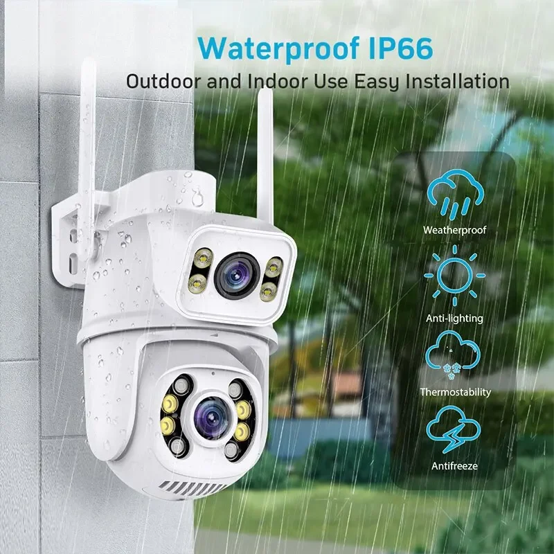 8MP 4K PTZ Wifi Surveillance Camera Dual Lens Dual Screen Ai Human Detect Auto Tracking Night Vision Outdoor ICSee