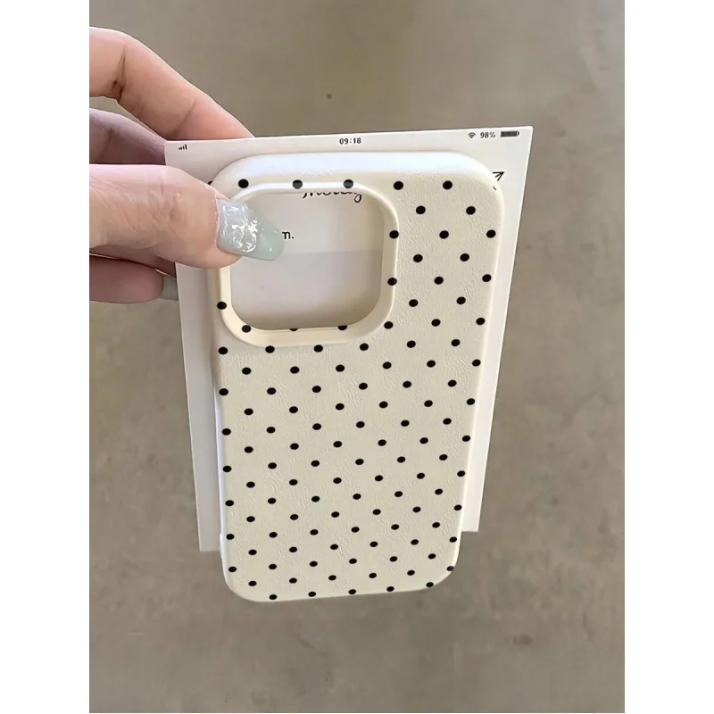 รูปสินค้า เคสกันกระแทก TPU ลายจุดสีขาว ปกป้อง iPhone ทุกรุ่น