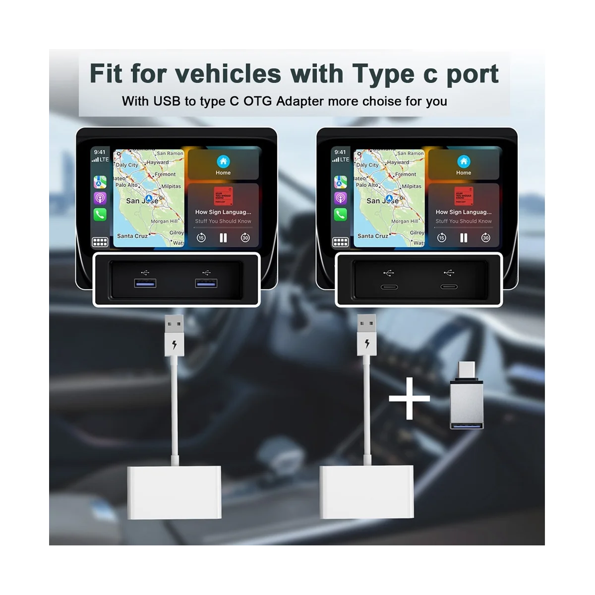 

Беспроводной автомобильный адаптер CarPlay, автомобильный Проводной адаптер для беспроводной AI-приставки для Android, автомобильный адаптер CarPlay, подключение к розетке, Φ WiFi, B