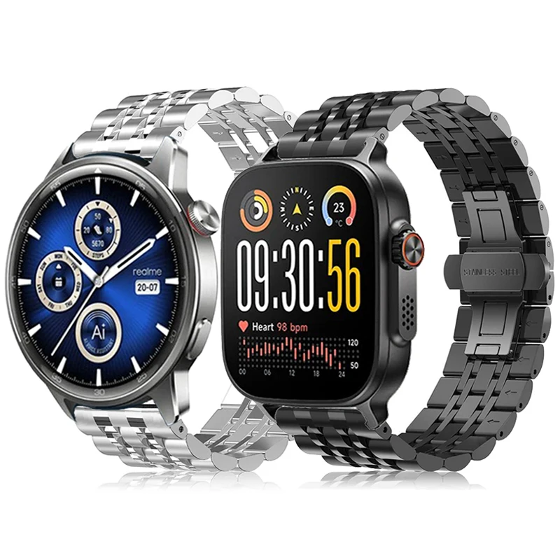 Premium Stainless Steel Metal Strap for Smart Watches - Elegant Watchband Bracelet Wristband