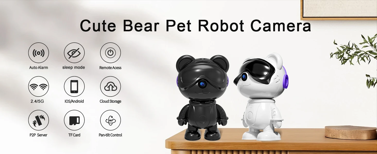 Cute Bear Pet Robot Camera Product Display