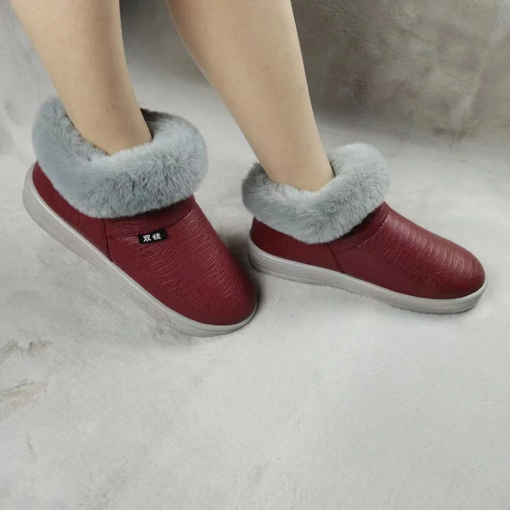 FZNYL 2023 Winter Warm Fluffy Slippers Ladies PU Waterproof Fashion Indoor Home Shoes Women Men Fur Slides pantoufles femme