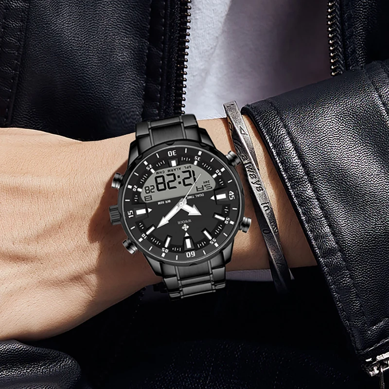 WWOOR New Sport Watch For Men Dual Display LED Quartz