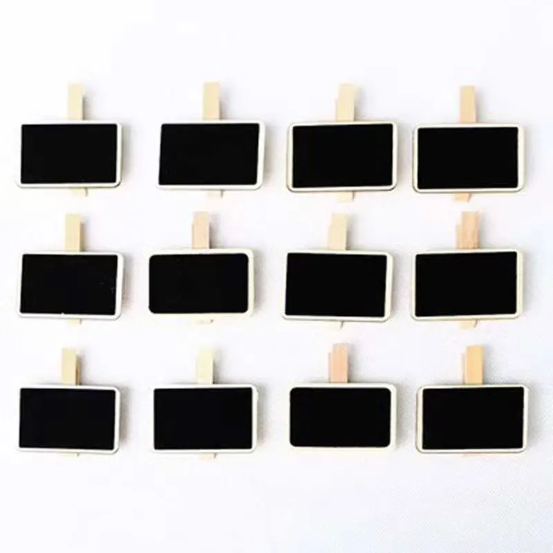 

10pcs/Lot Mini Blackboard Wooden Clip Memo Clips Message Slate Rectangle Clip Panel Card Label Chalkboard Photo Folders