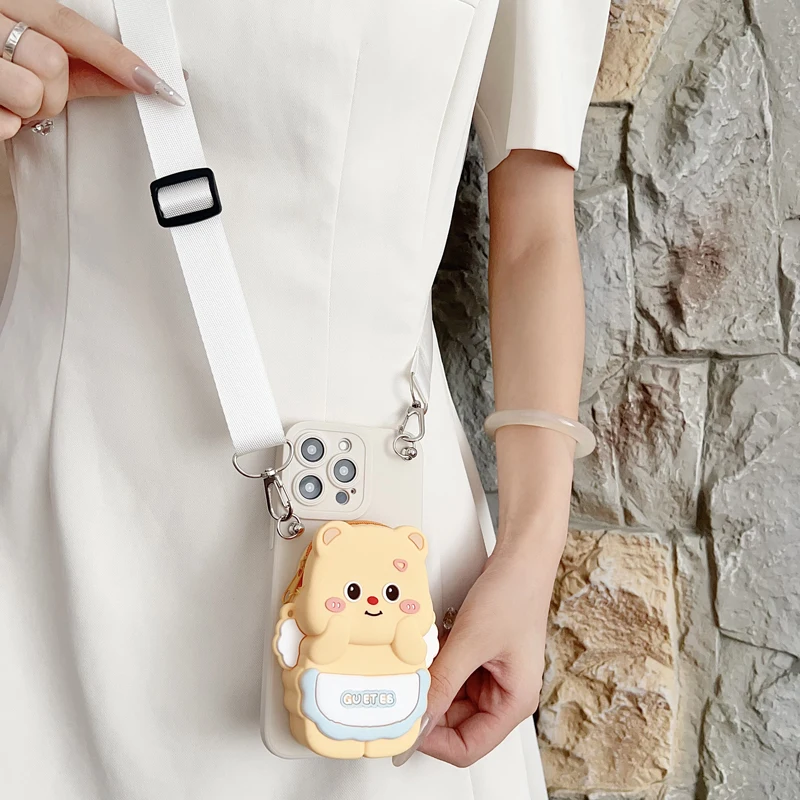 Elegant Dog Butter Bear Wallet Case with Rope