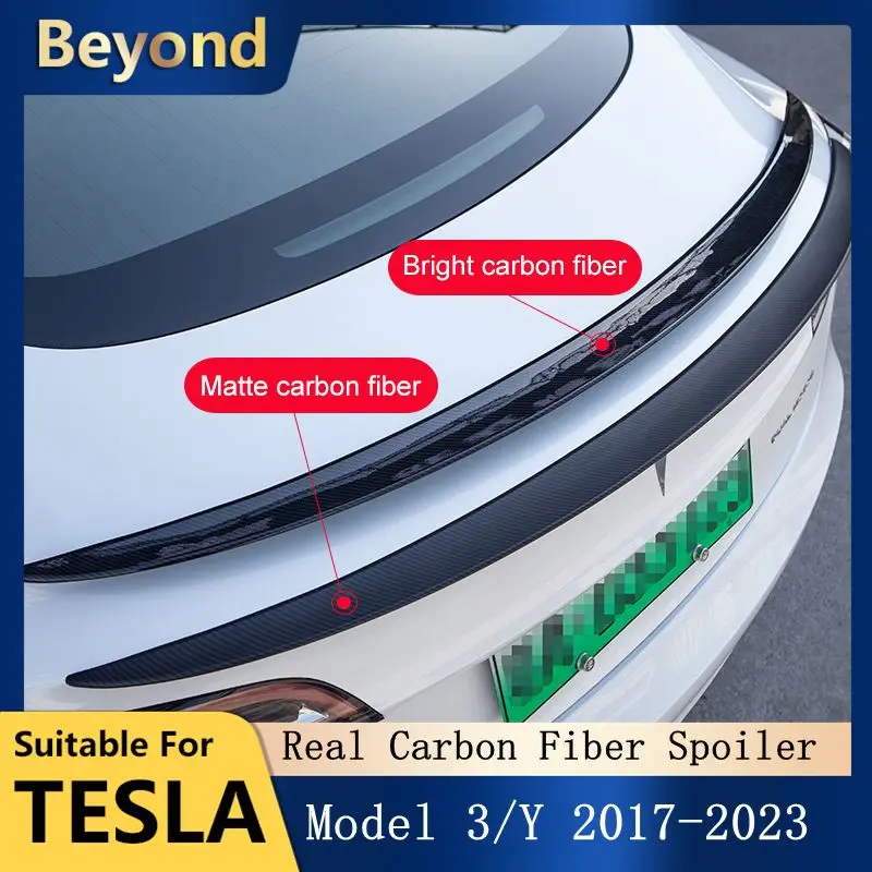 

Real Carbon Fiber 2023 For Tesla Mode Y Model 3 Trunk Wing Spoiler 2017-2022 Real Carbon Fibre Original Car Spoiler Accessories