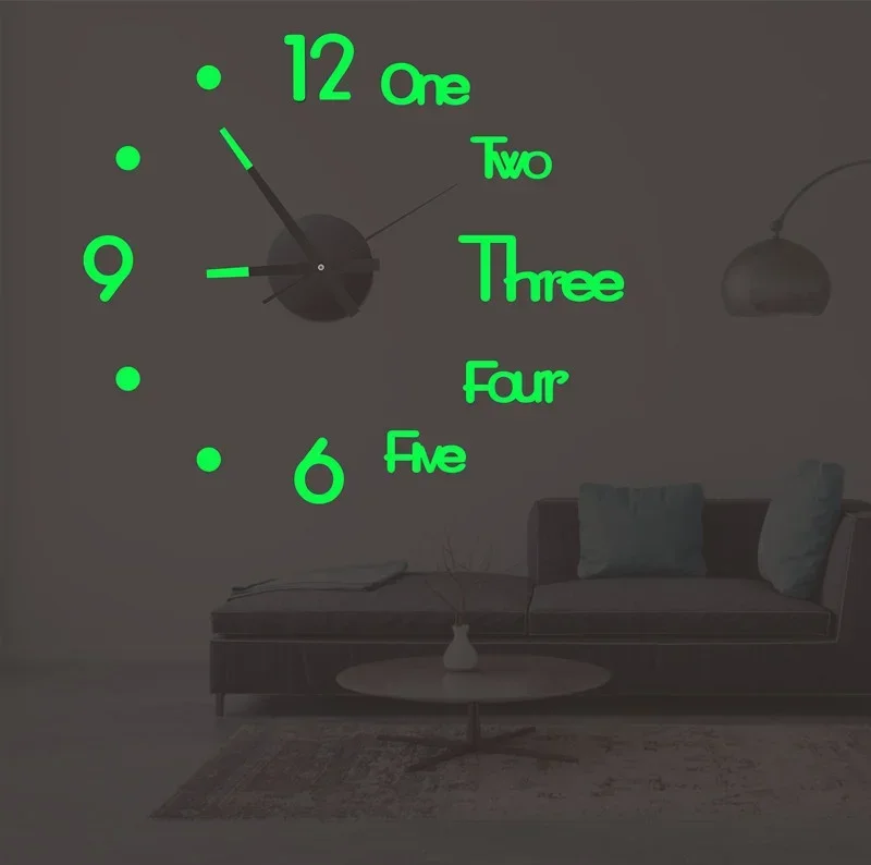 wall clock 3d wall clock led digital clock 3d number wall clock 3D luminous wall clock frameless acrylic DIY digital clock wall stickers silent for living room bedroom office decor