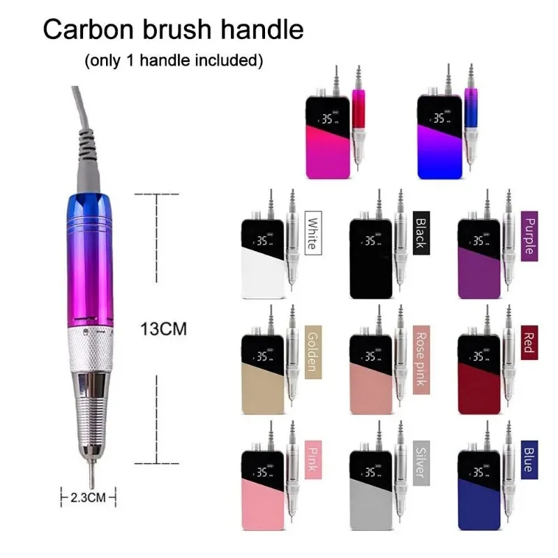 35000RPM Nail Drill Handle 3Pin File Grind MachineTool Nails File for Acrylic Nails Gel Polishing Removing Pen 3