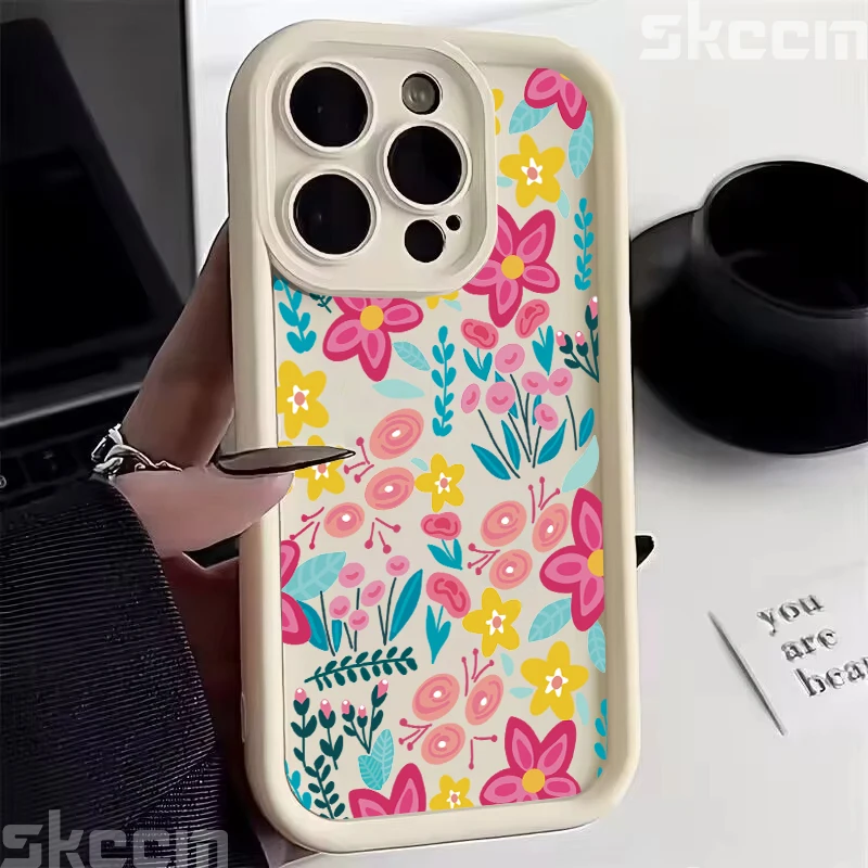 Luxurious Pink Flower Soft Silicone Shockproof Phone Case