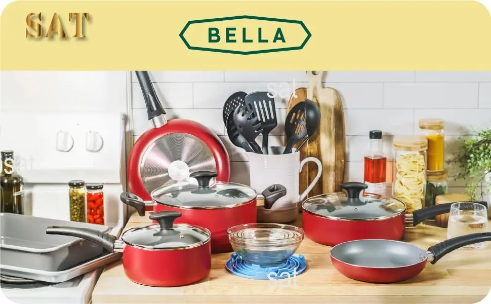 BELLA 21 Piece Cookware Set, Red