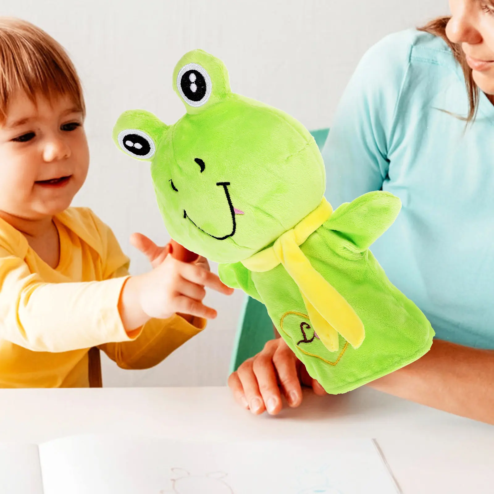 개구리 손인형 귀여운 동물 인형 장 어린이용 대화형 스토리텔링 소품 어린이 논리적 사고 능력 개발
