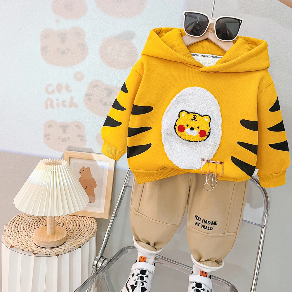 

2023 Toddler Baby Boy Outfit Cartoon Boy Baby Clothes Tiger Long Sleeve Sweatshirt Jogger Pants Cute Newborn Fall Set