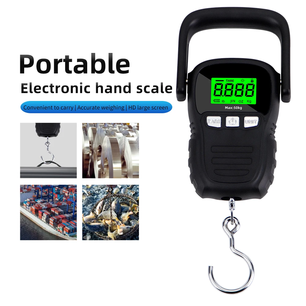 Balance digitale portable 50kg/5g avec écran rétroéclairé pour pêche et voyage