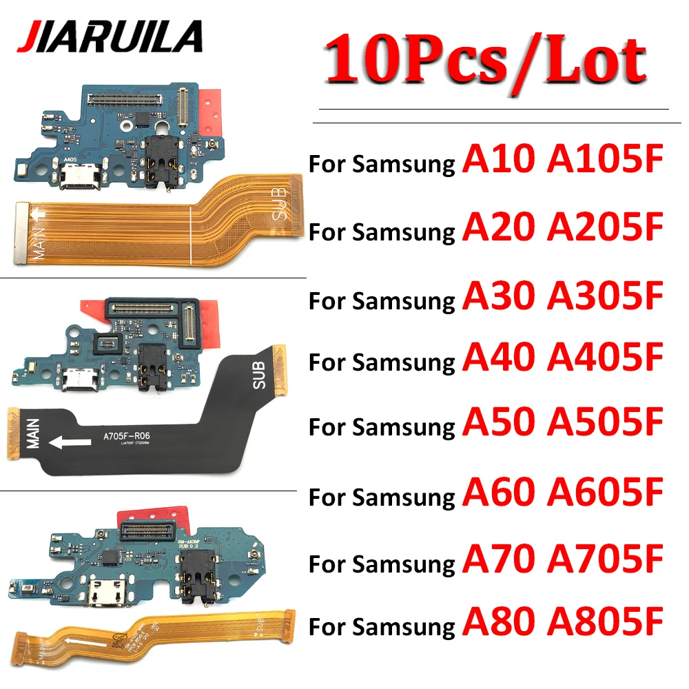 

10 шт., USB-разъём для зарядки Samsung Galaxy A10 A20 A30 A40 A50 A60 A70 A80