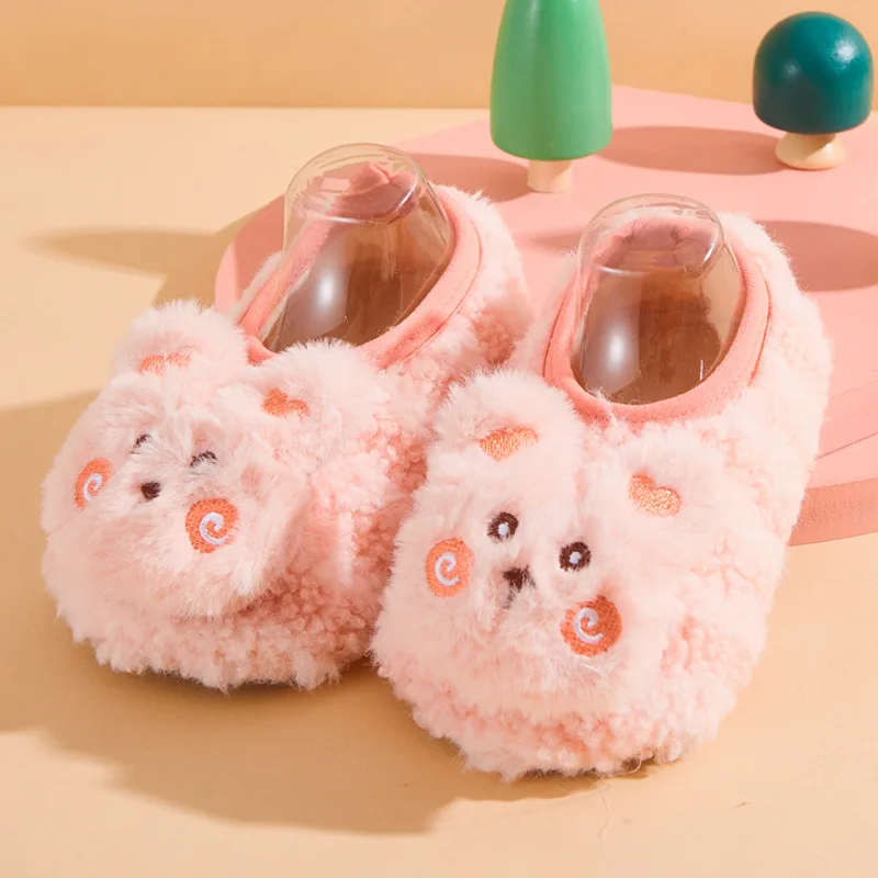 Winter Plush Baby Slippers Cute Cartoon Bear Sock Shoes for Infant Boys Girl Soft Sole Anti-slip Floor Socks Kids Walking Shoes 5