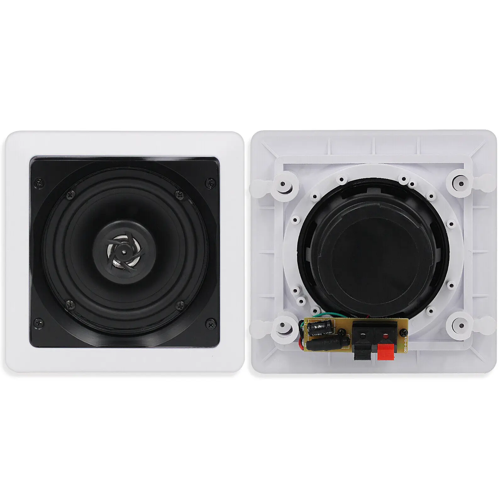 Wall ceiling speaker Herdio 5.25 Inch 160W Square Ceiling Speakers Flush Mount 2-Way In Wall Speaker For Home Kitchen Bedroom Bathroom Office