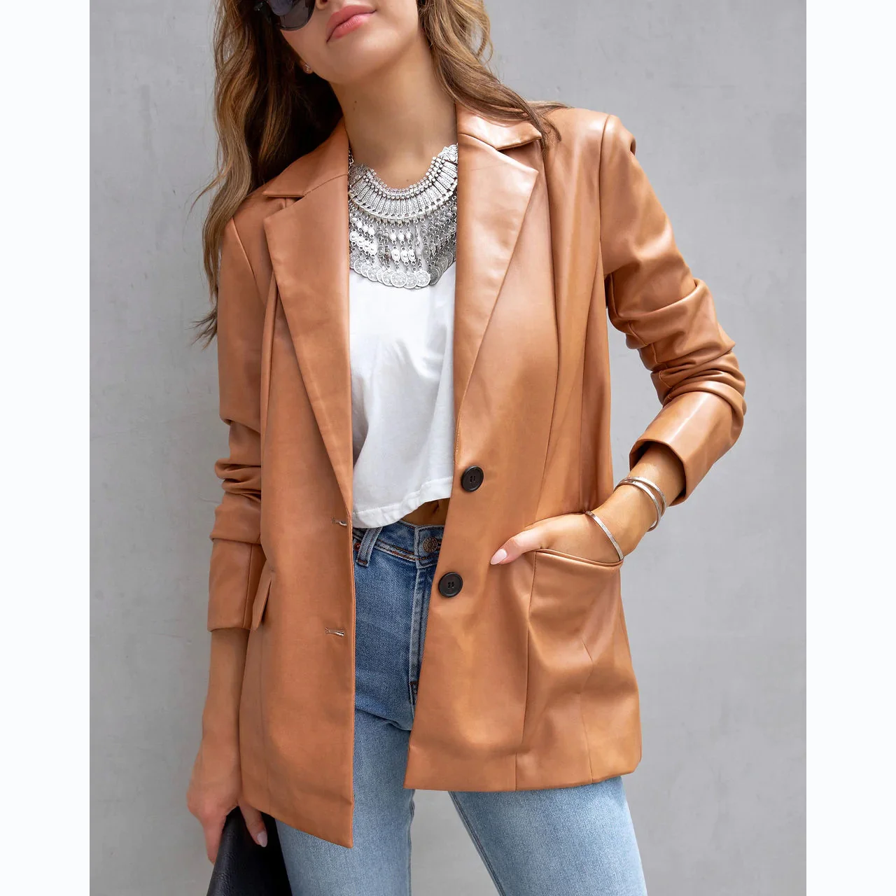 2024-autumn-winter-street-style-solid-color-casual-fashion-tri-color-leather-coat