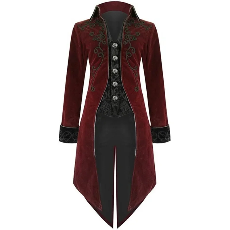 

Halloween Medieval Renaissance Victorian Tuxedo Lapel Performance Jacket Cloak Retro Top Coat Steampunk Cosplay Costume