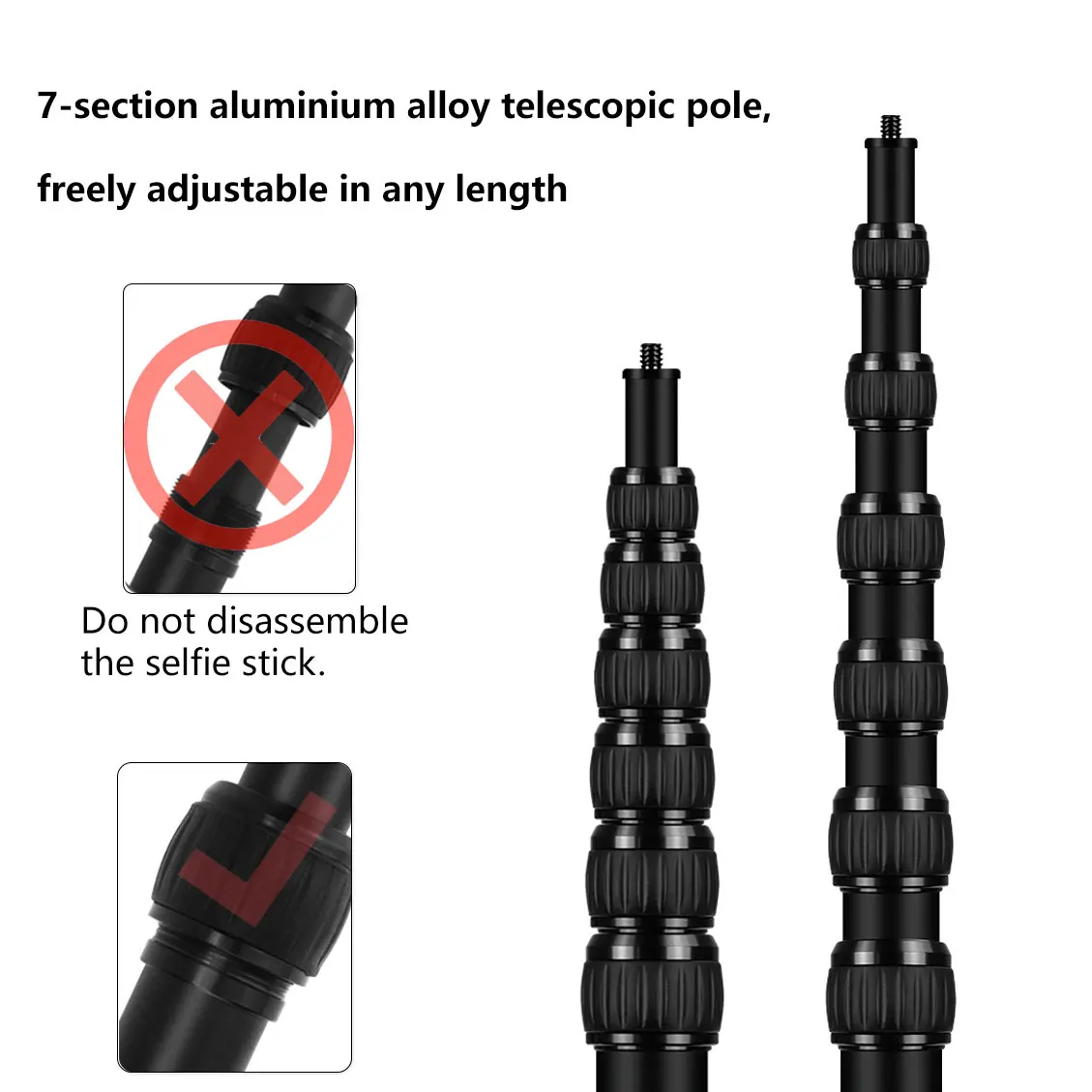 10m Selfie Stick Aluminium Alloy Monopod Telescopic Adjustable