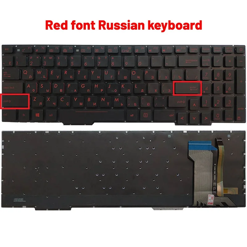 Russo Eua Reino Unido Teclado Espanhol para Notebook para Asus Gl553 Gl553v Gl553vw Zx553vd Zx53v Fx73 Fx553vd Fx53vd Fx753vd Fz53v Backlight - Imagem 5