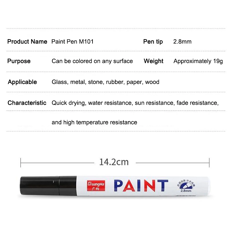 Paint Pen M101 Marker Badminton Racket Touch Up Paint Pen Diy Art Painting Graffiti 2.8Mm