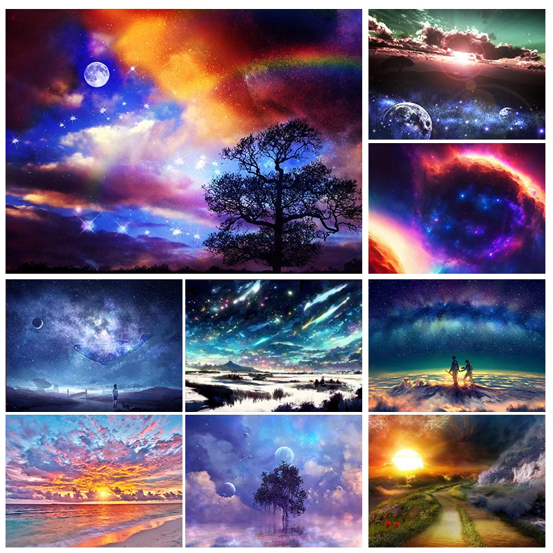 

Пейзаж 5D DIY алмазная живопись звездное небо море Алмазная вышивка живопись полная круглая Алмазная мозаика DIY Стразы домашний декор