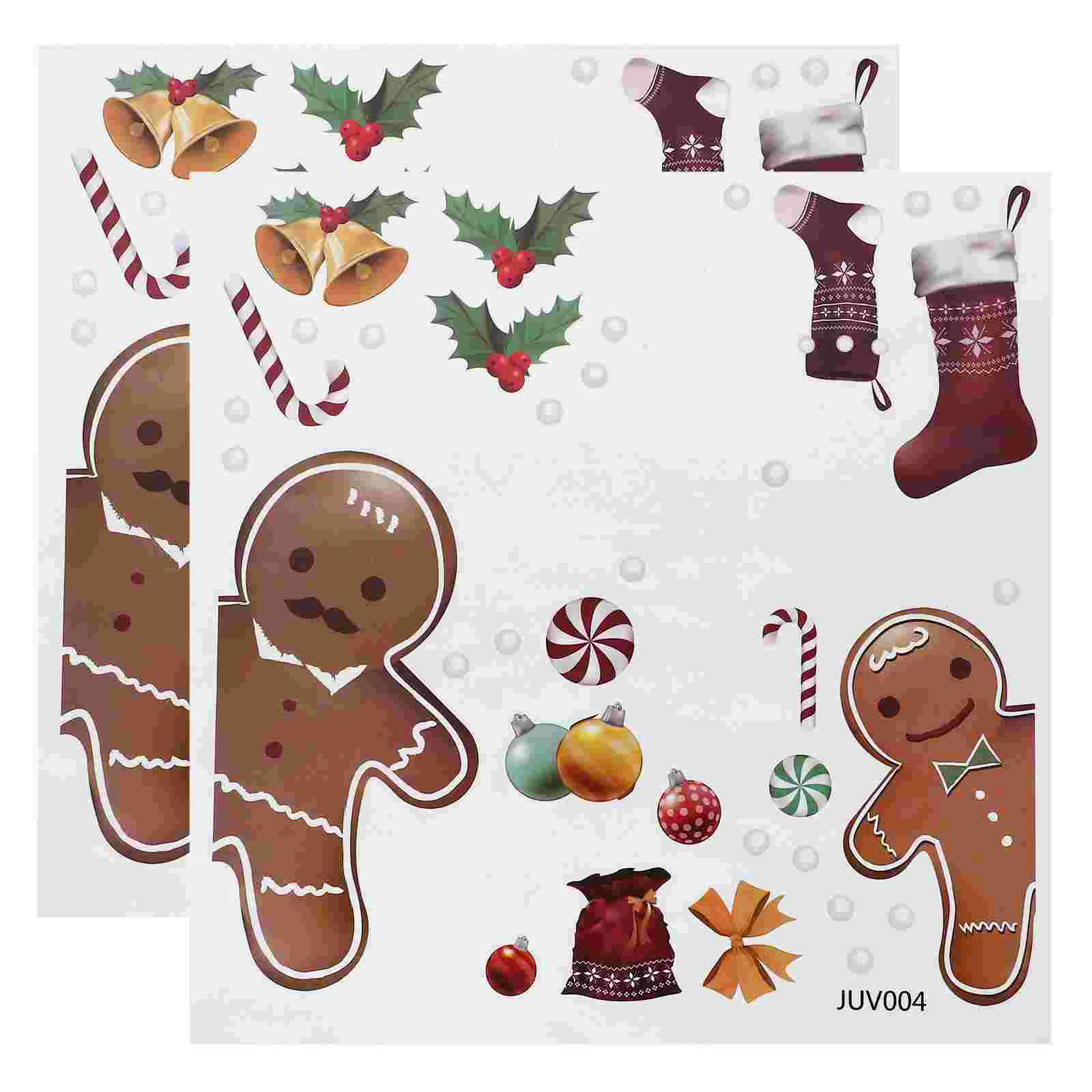 

2 Sheets Sticker Christmas Decals Window Windows Clings Xmas Trim Wall Decorate