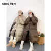 CHIC VEN Women Down Coats New Long Thick Warm Down Jackets Overcoat White Duck Down Loose Casual Jacket Autumn Winter 2023 1