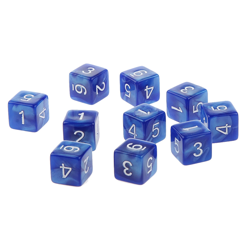 Six Sided Dice D6 Dice White Numbers Playing Party Board Dices Set TRPG Lovers Role-playing Board Game 10 Pcs