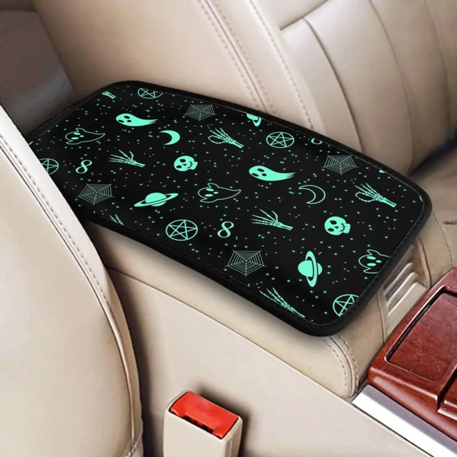 Center Console Cover Pad Universal Auto Accessories Interior Alien Weird  UFO Car Armrest Cover Mat Storage Box Pad Cushion