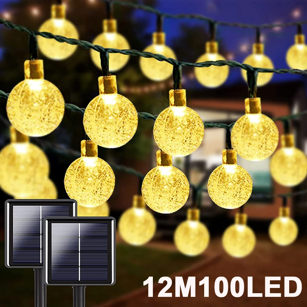 

Solar LED Ball String Lights Waterproof Outdoor Garden Garland Fairy Light For Terrace Garden Pub Christmas Party Wedding Decor