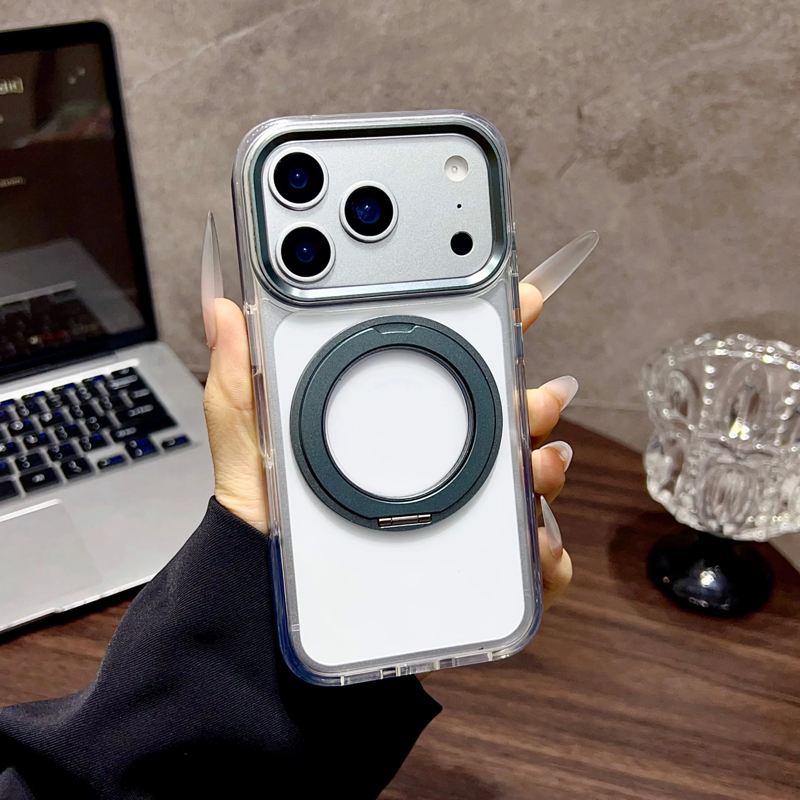 Rotating Stand Case with Magnetic Ring, Clicky Sound, and Military-Grade Drop Protection