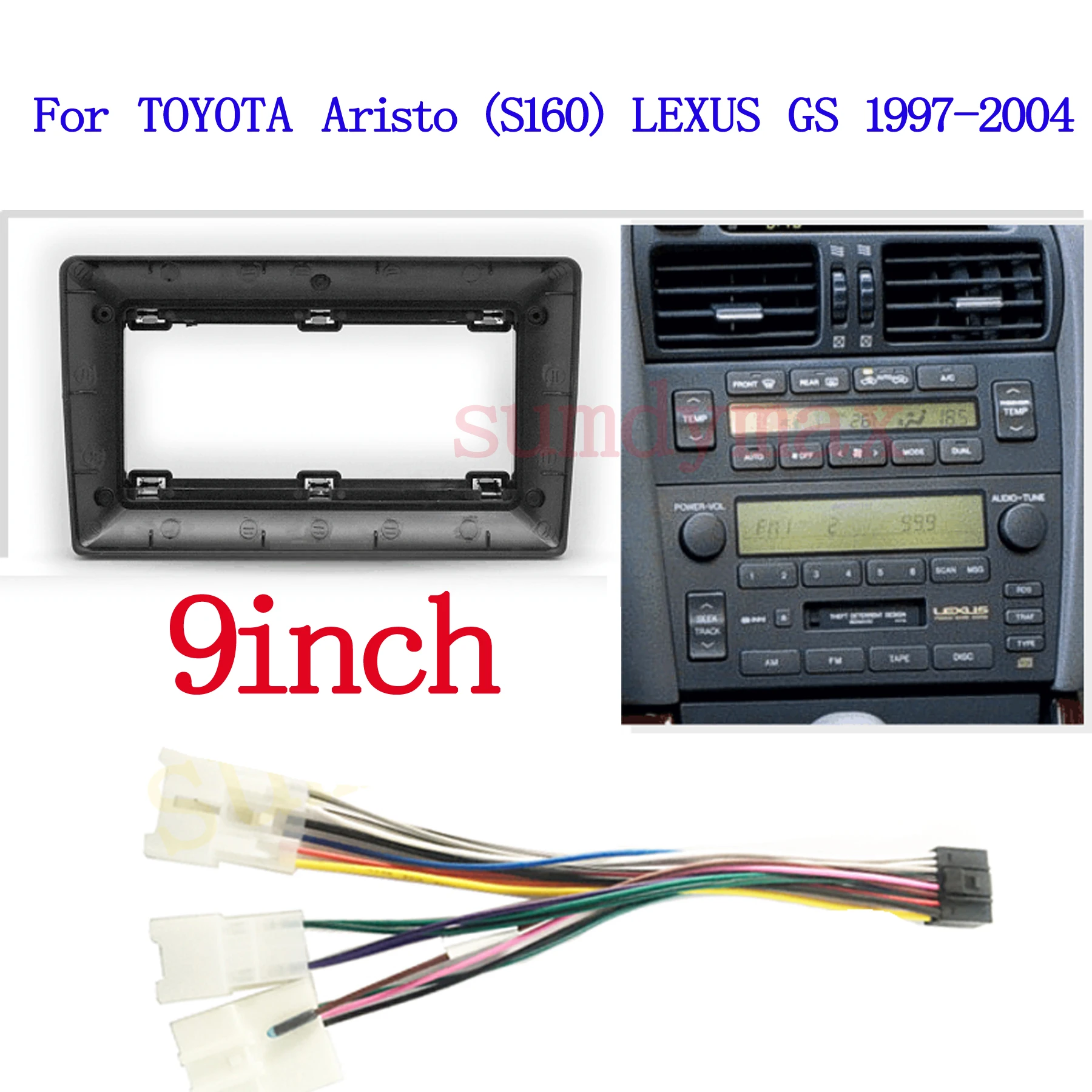 

9-дюймовый автомобильный радиоприемник для TOYOTA Aristo (S160) LEXUS GS 1997- 2004, большой экран, аудио приборная панель, комплект с кабельным проводом