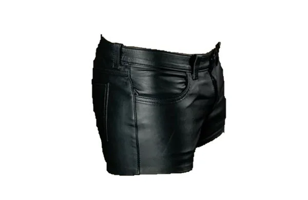 Mens Real Sheep Leather Shorts Pure Guaranteed Leather Shorts Summer Shorts(No Belt) Men's Black Shorts 5
