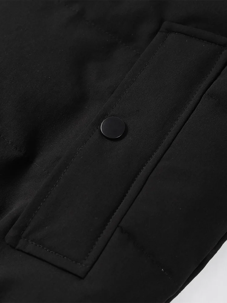 Gepolsterte Jacke mit Kapuze, Kunstpelzkragen, Damen, elegante Laterne, volle Ärmel, einreihige Tasche, gerüschte Wintermäntel, schicke Oberbekleidung – Detail 18