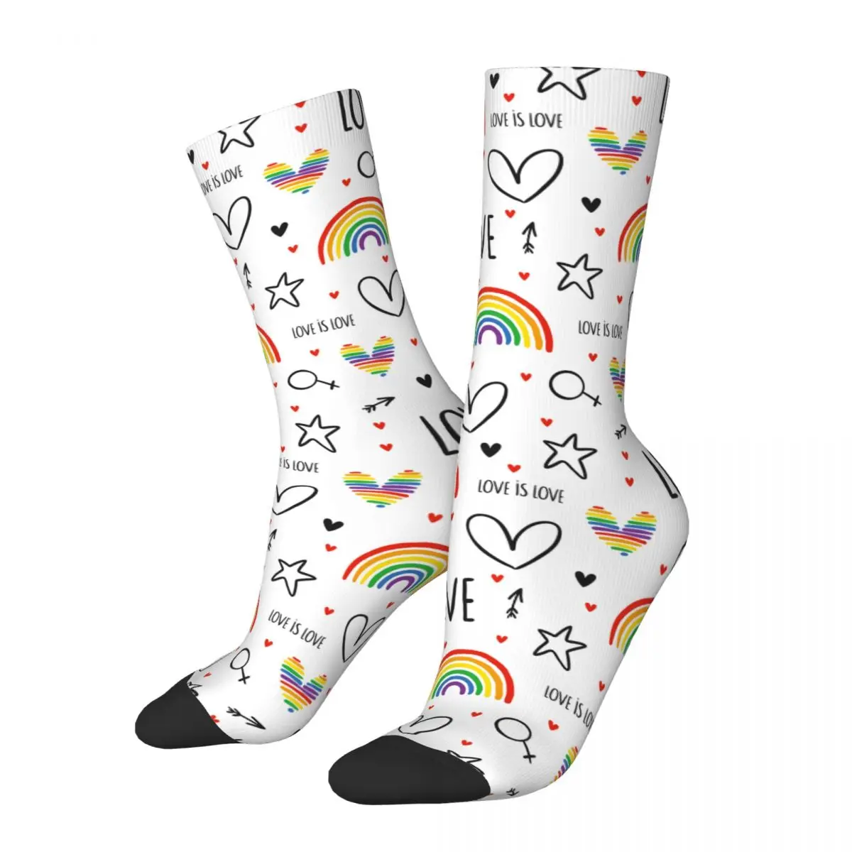

All Season Socks Cute Lgbt Rainbow Hearts Arrows And Stars Product for Men Women Sweat Absorbing Stockings Best Gift Idea