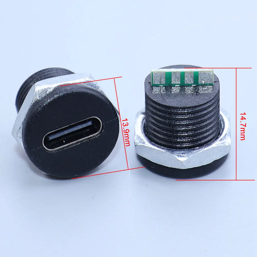 Waterproof 6-Pin USB-C Charging Connector with Wire Port