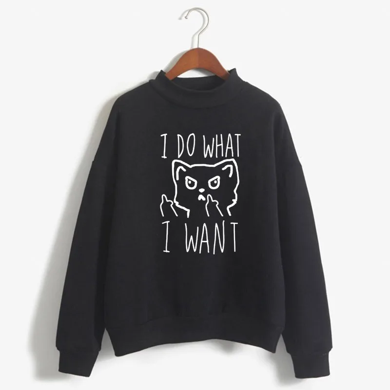 

I do what i want cat graphic Print Women Sweatshirt Korean O-neck Knitted Pullover Thick Autumn Winter Candy Color women Clothes