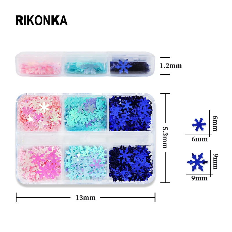 6mm/9mm Winter Mermaid Snowflake Nail Sequins 3d White Snow Glitter Flakes  For Diy Acrylic Charms Christmas Nail Art Decorations - Nail Glitter -  AliExpress