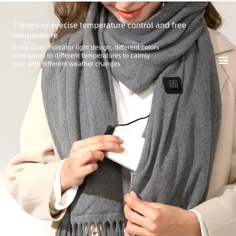 USB Plug-in Heated Scarf 3 Temp Modes Fast Heating Washable Safe Cozy Winter Gift for Women Men Office Travel Cold Weather - Image 3