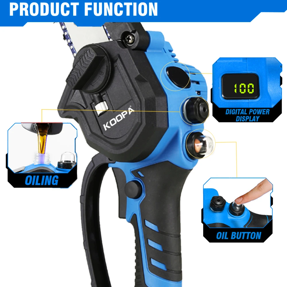 Koopa Tool Mini Chainsaw 6-Inch Brushless motor and power display with 2.0Ah/4.0Ah Battery for Wood Cutting Tree Trimming mini chainsaw,electric chainsaw,electric saw