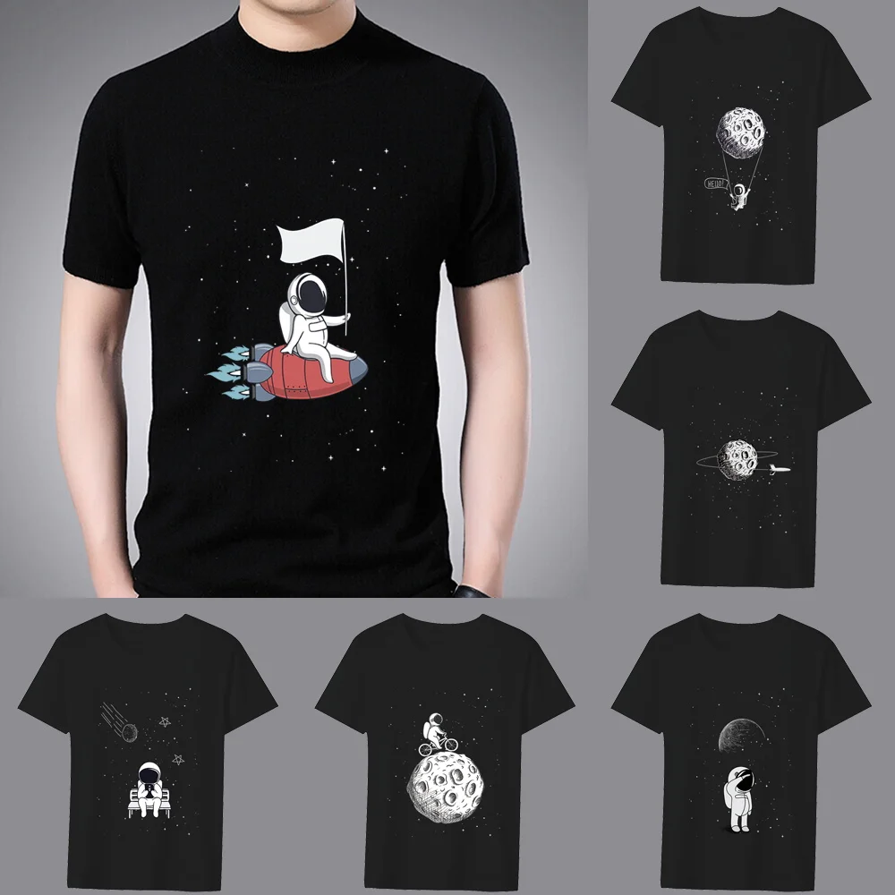 

Модная мужская классическая Футболка с принтом астронавта, универсальная Повседневная Удобная футболка с круглым вырезом для поездок