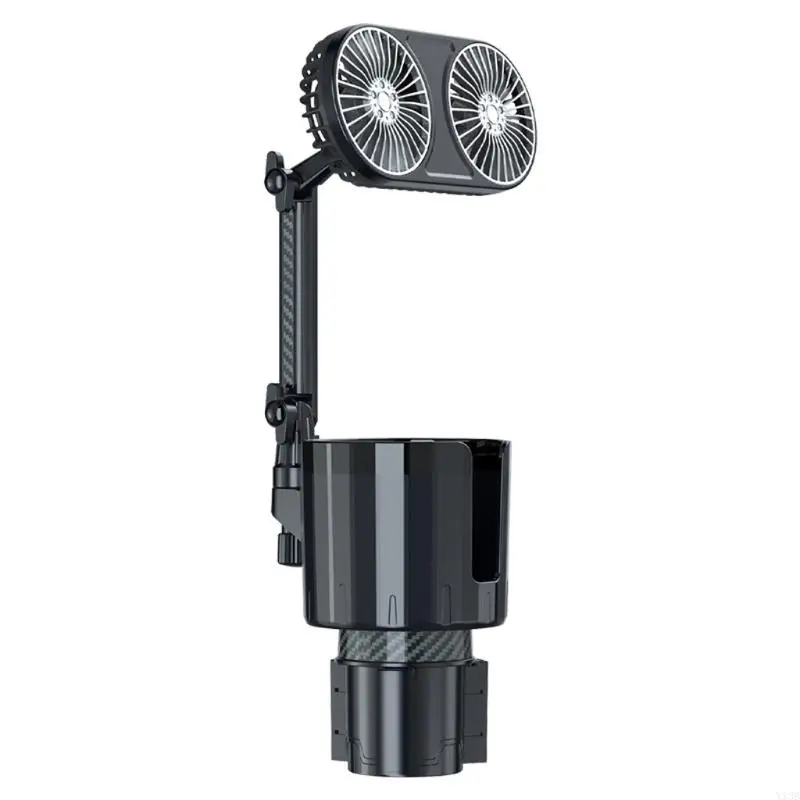 X13B Car Cup Holder USB Car Fan 2 in 1 Adjust Speed 360 degree Rotating Fan