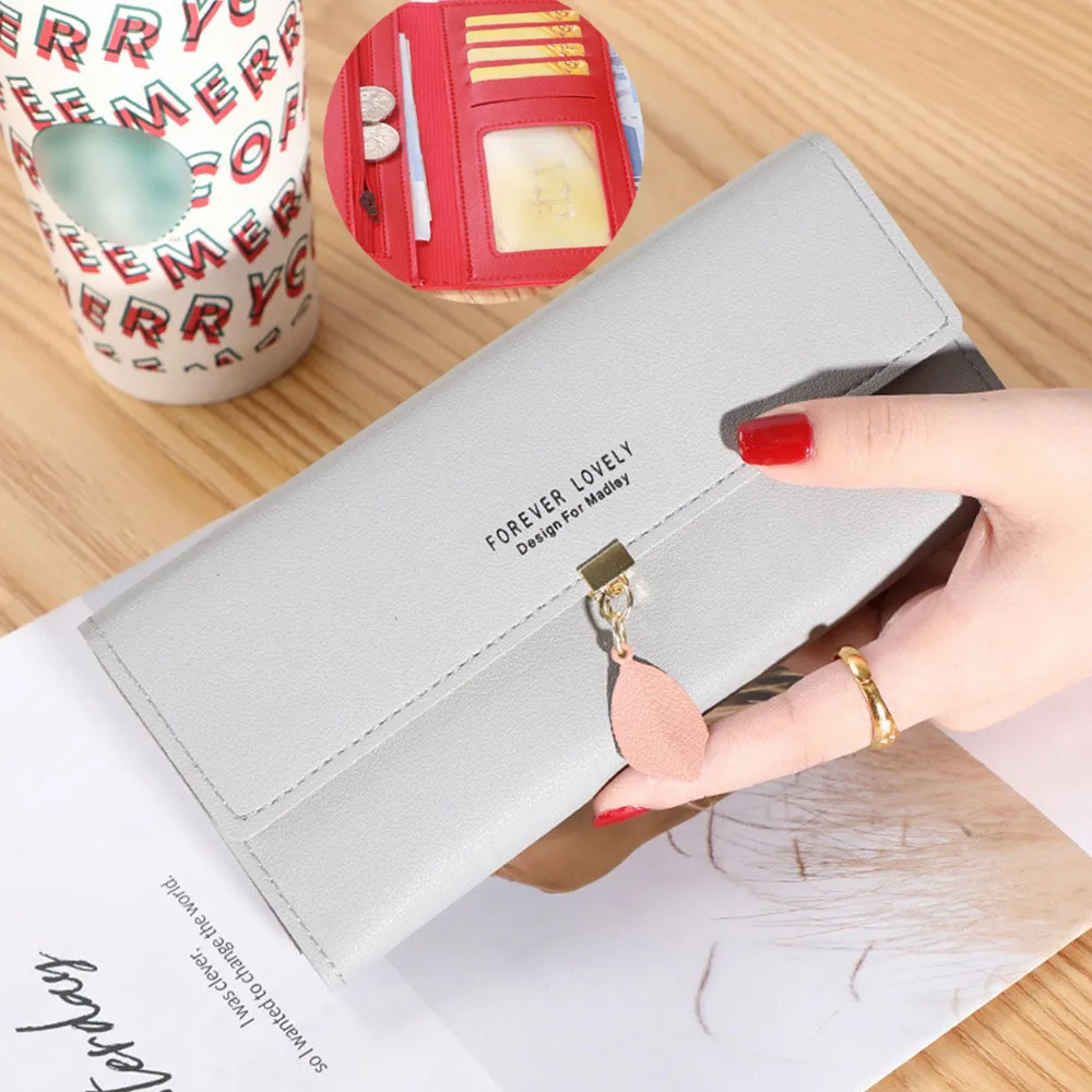Tanie Podwójne długi portfel z zamkiem dla kobiet proste damskie portmonetki posiadacz karty sklep