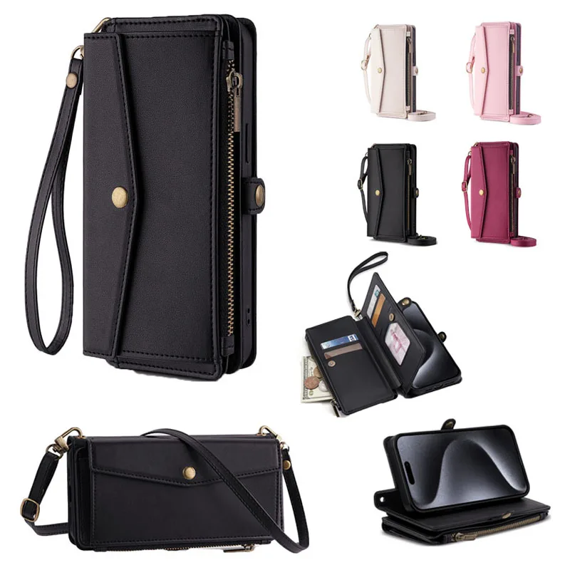 Zipper Wallet Flip Leather Phone Cover