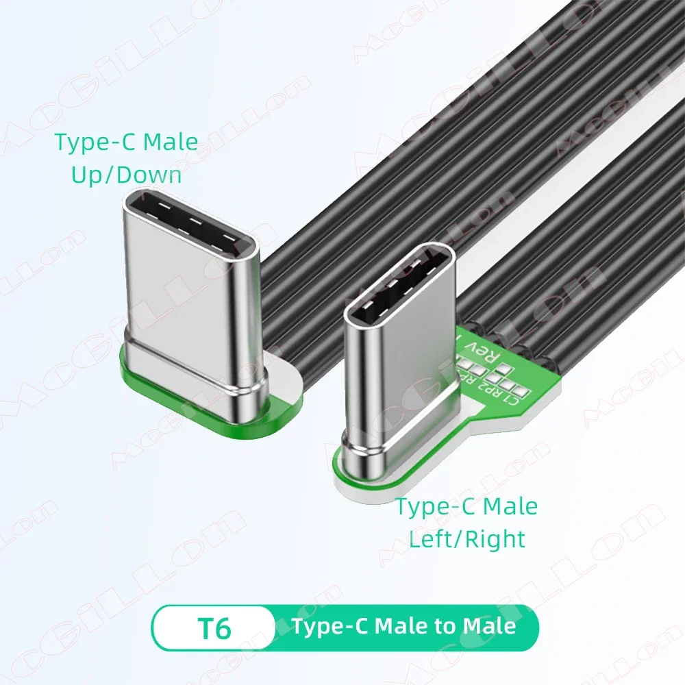 Universal Silicone Angled USB-C Charging Cable - Flat, High-Speed 60W, Multiple Lengths