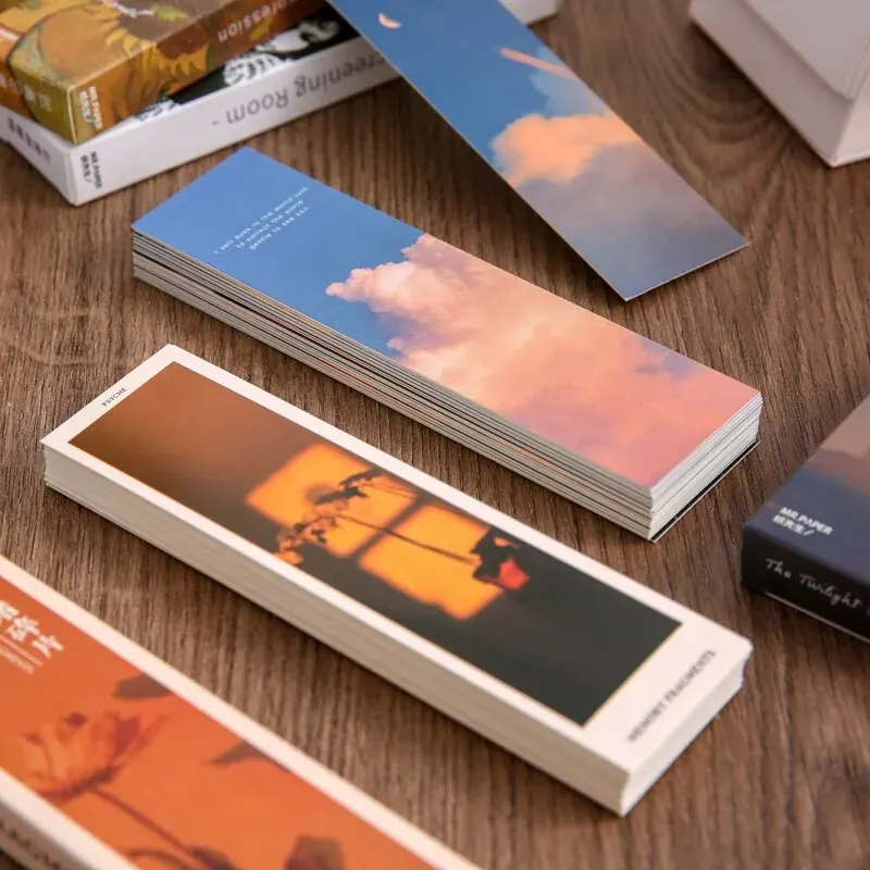 Paper Bookmark 4 Style 30pcs/box Ins Landscape Character Bookmark Creative Handbook DIY Abstract Paper Cards for Students