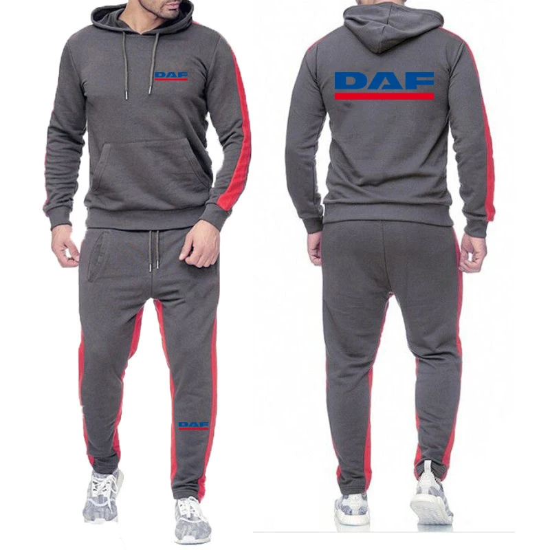 DAF TRUCKS COMPANY TRUCKER Printing Fashion 2023 New Man's Solid Color Cotton Hoodies Casual Tracksuit Sweatpants 2-Piece Set