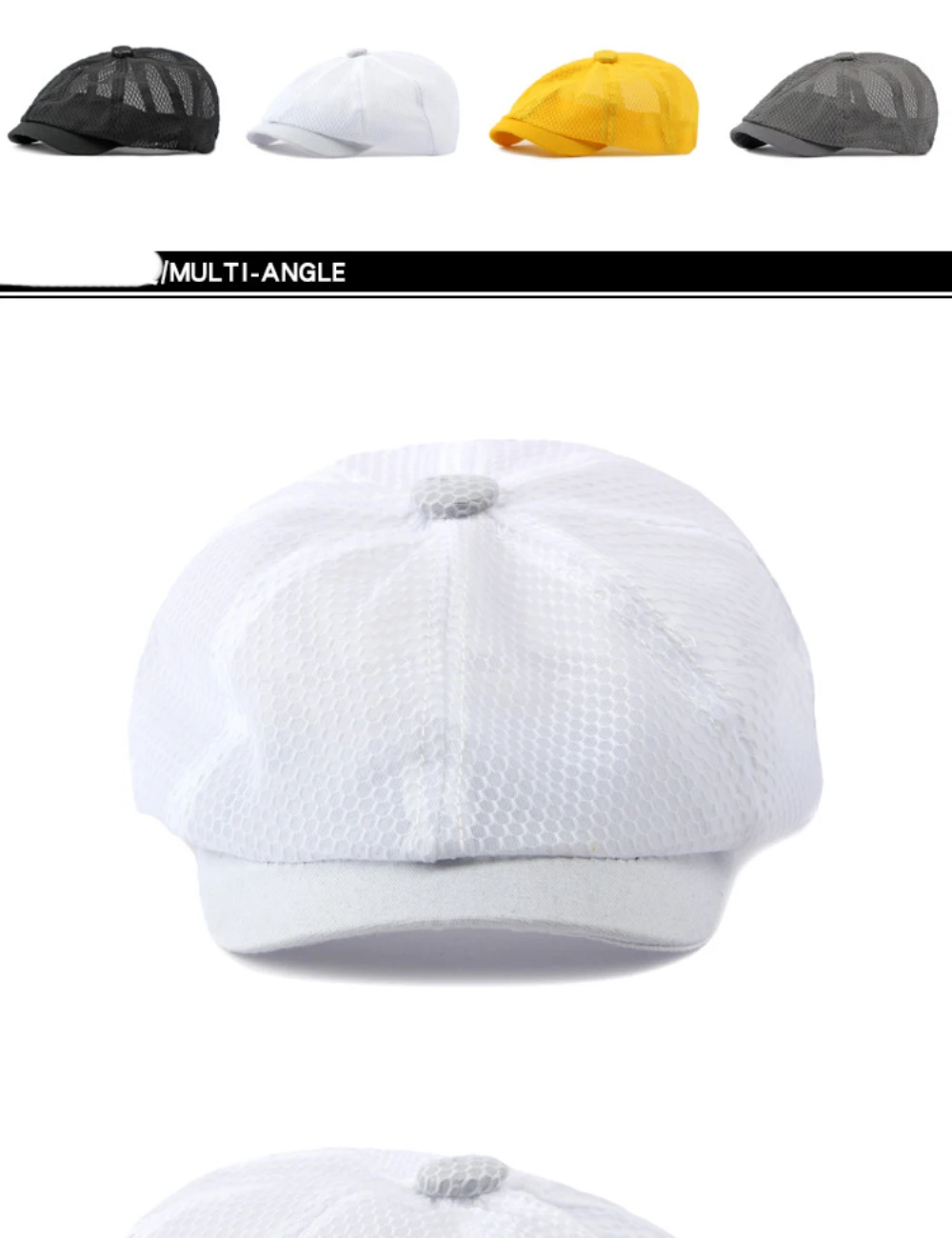 Ht4364 Frühling Sommer atmungsaktive Mesh flache Kappe Männer Frauen achteckige Kappe Künstler Maler Baskenmütze Hut männlich weiblich solide einfache Baskenmütze Kappe – Detail 4